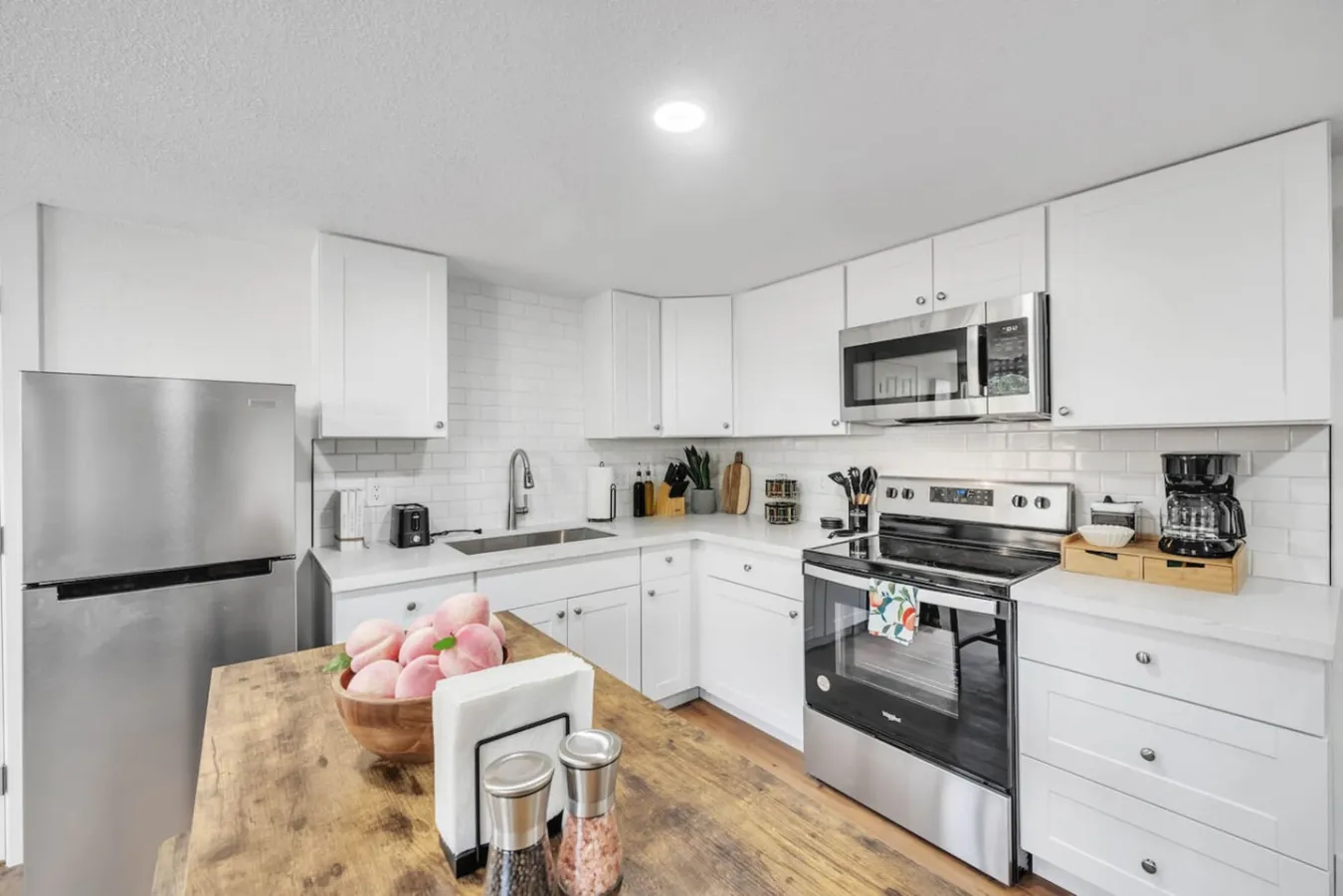 Studio kitchen with stainless appliances